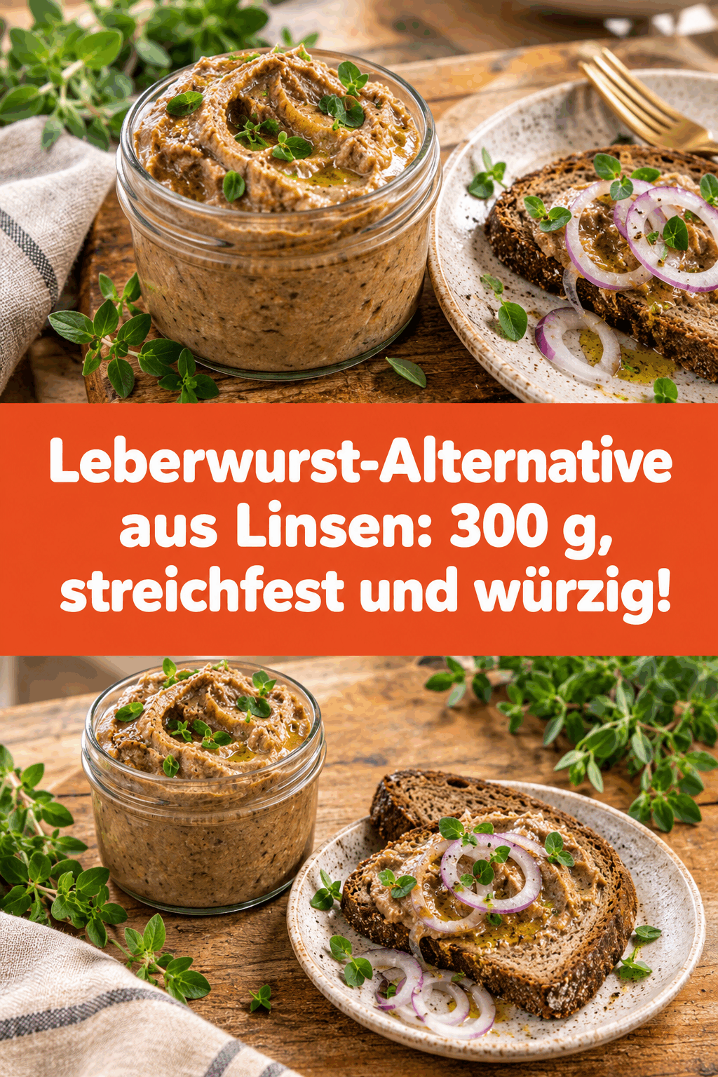 Leberwurst-Alternative aus Linsen: 300 g, streichfest und würzig!