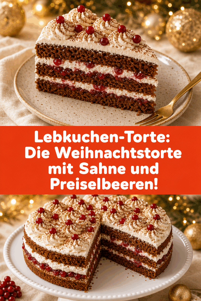 Lebkuchen-Torte: Die Weihnachtstorte mit Sahne und Preiselbeeren!