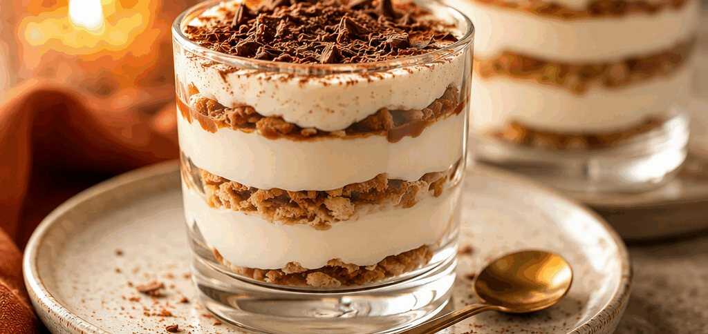 Leckeres Schichtdessert mit Baileys im Glas zum Genießen! – so sieht es fertig aus