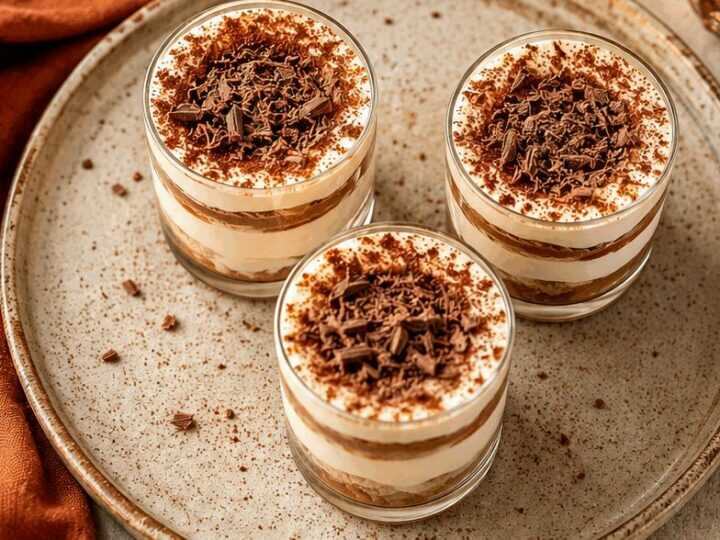Leckeres Schichtdessert mit Baileys im Glas zum Genießen!