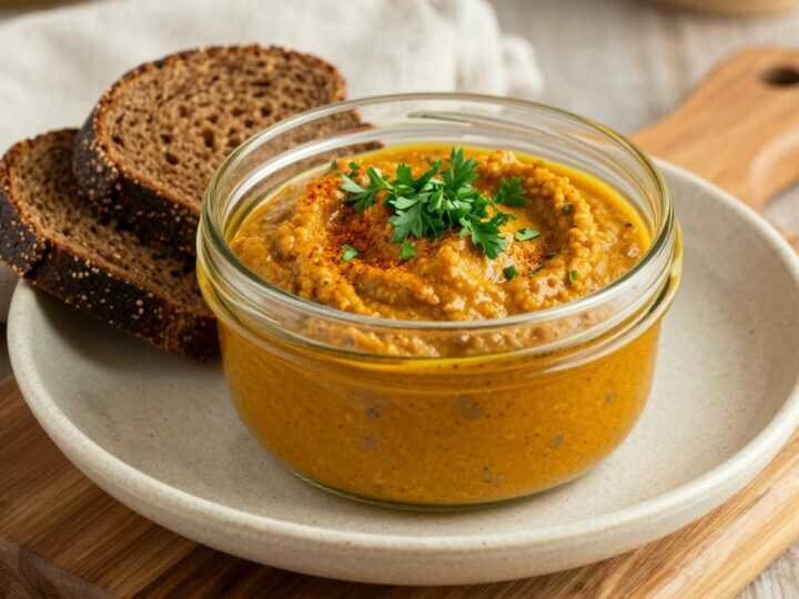 Linsen-Aufstrich mit Curry: 300 g, sättigt wie Wurst auf dem Brot!