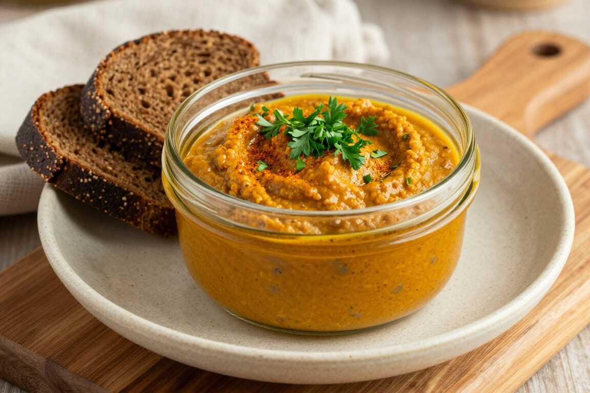 Linsen-Aufstrich mit Curry: 300 g, sättigt wie Wurst auf dem Brot!