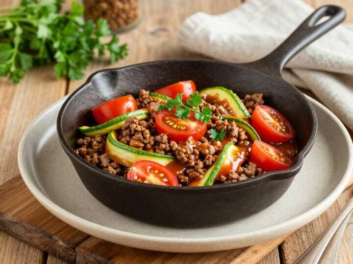 Low Carb Abendessen mit 500 g Hackfleisch: Ohne Nudeln, in 25 Minuten fertig!