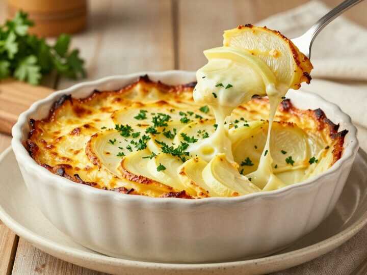 Low Carb Auflauf mit Kohlrabi und Sahnesoße: Gratiniert mit 150 g Bergkäse!