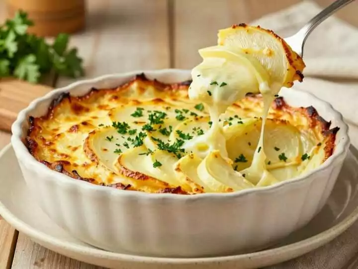 Low Carb Auflauf mit Kohlrabi und Sahnesoße: Gratiniert mit 150 g Bergkäse!