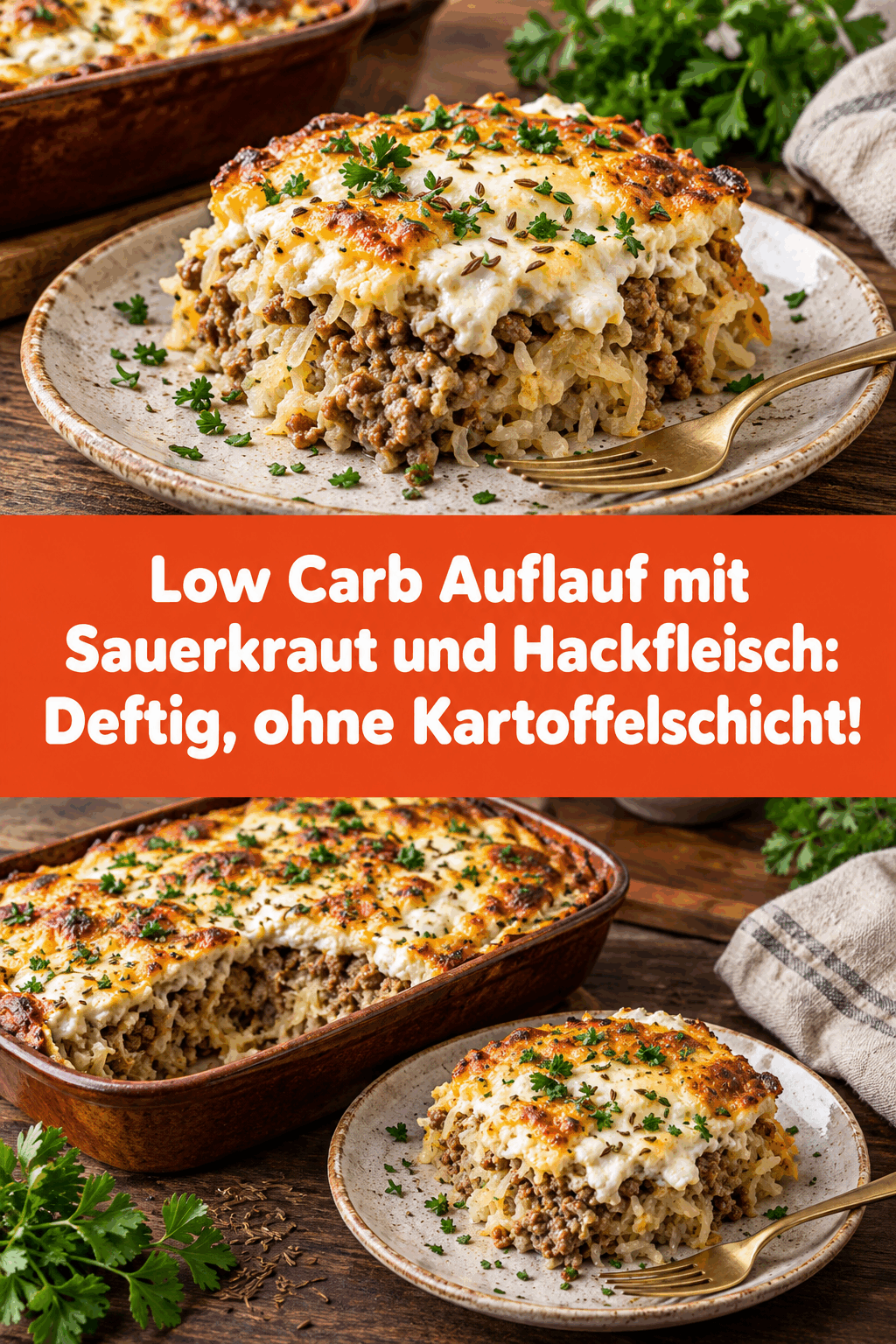 Low Carb Auflauf mit Sauerkraut und Hackfleisch: Deftig, ohne Kartoffelschicht!