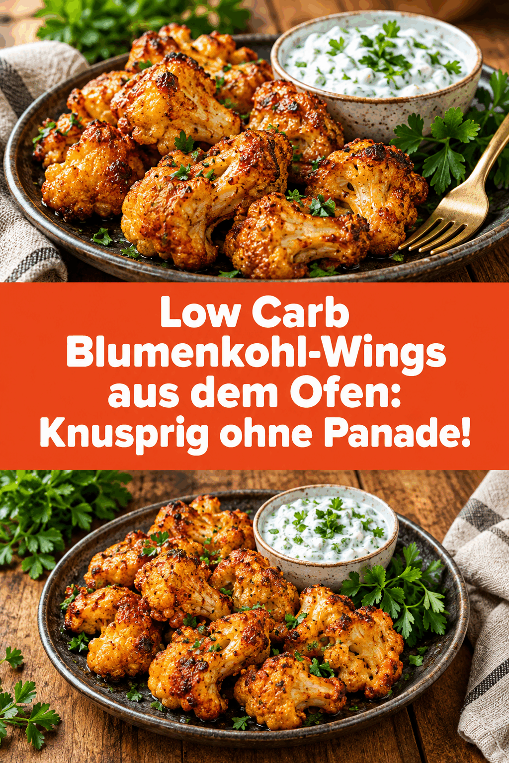 Low Carb Blumenkohl-Wings aus dem Ofen: Knusprig ohne Panade!