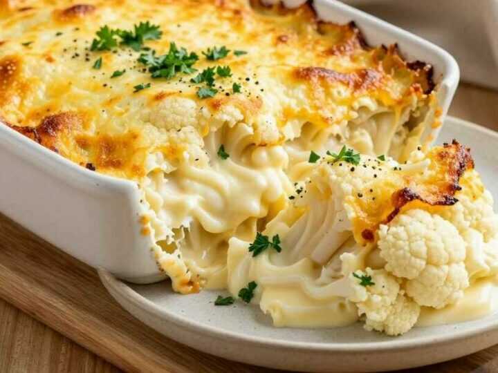 Low Carb Blumenkohlauflauf mit 200 g Käse: Cremig, ohne eine einzige Kartoffel!