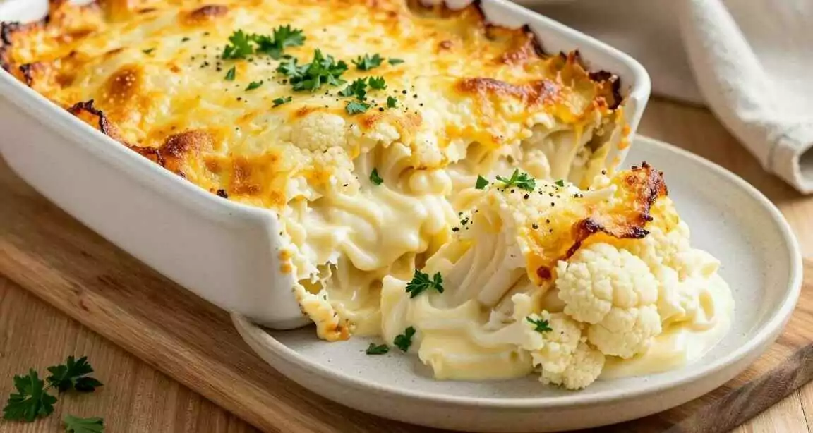 Low Carb Blumenkohlauflauf mit 200 g Käse: Cremig, ohne eine einzige Kartoffel!