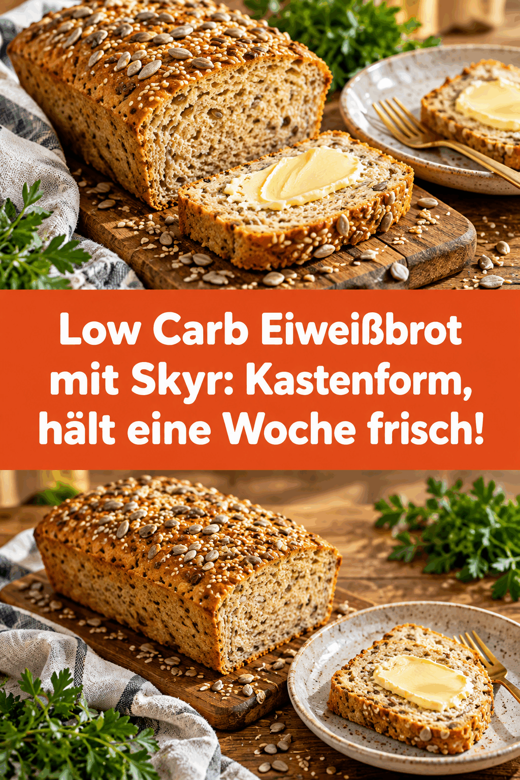 Low Carb Eiweißbrot mit Skyr: Kastenform, hält eine Woche frisch!