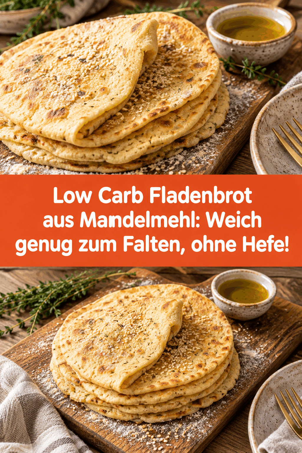 Low Carb Fladenbrot aus Mandelmehl: Weich genug zum Falten, ohne Hefe!