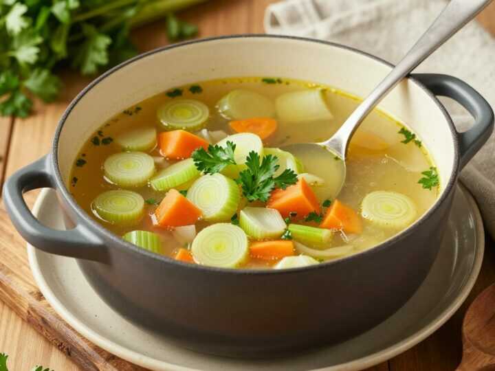 Low Carb Gemüsesuppe mit Sellerie und Lauch: Ein Topf, sechs Portionen!