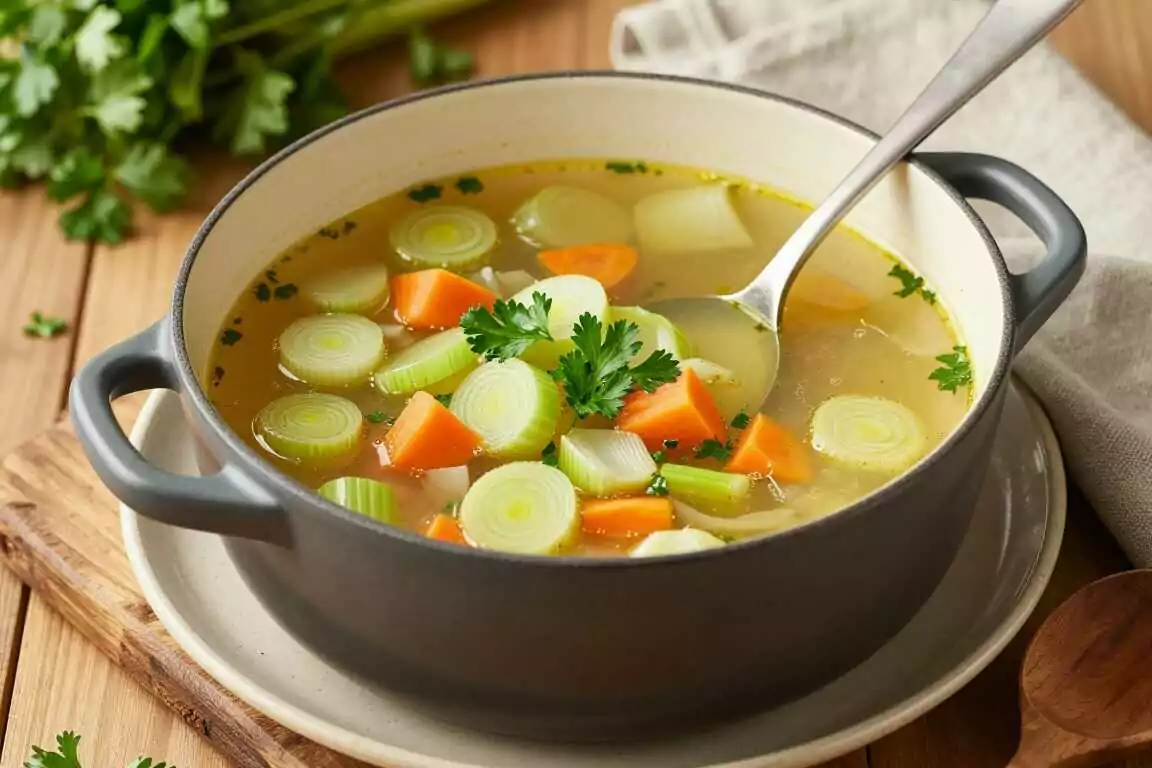 Low Carb Gemüsesuppe mit Sellerie und Lauch: Ein Topf, sechs Portionen!