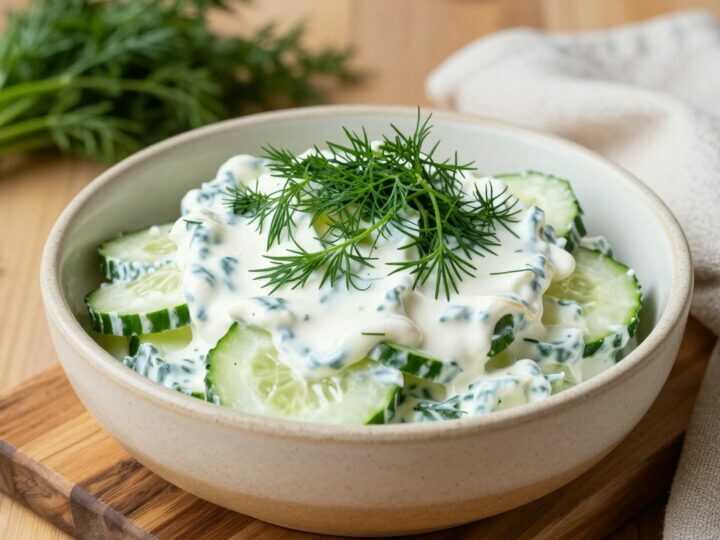 Low Carb Gurkensalat mit Dill und Schmand: Die Beilage in fünf Minuten!