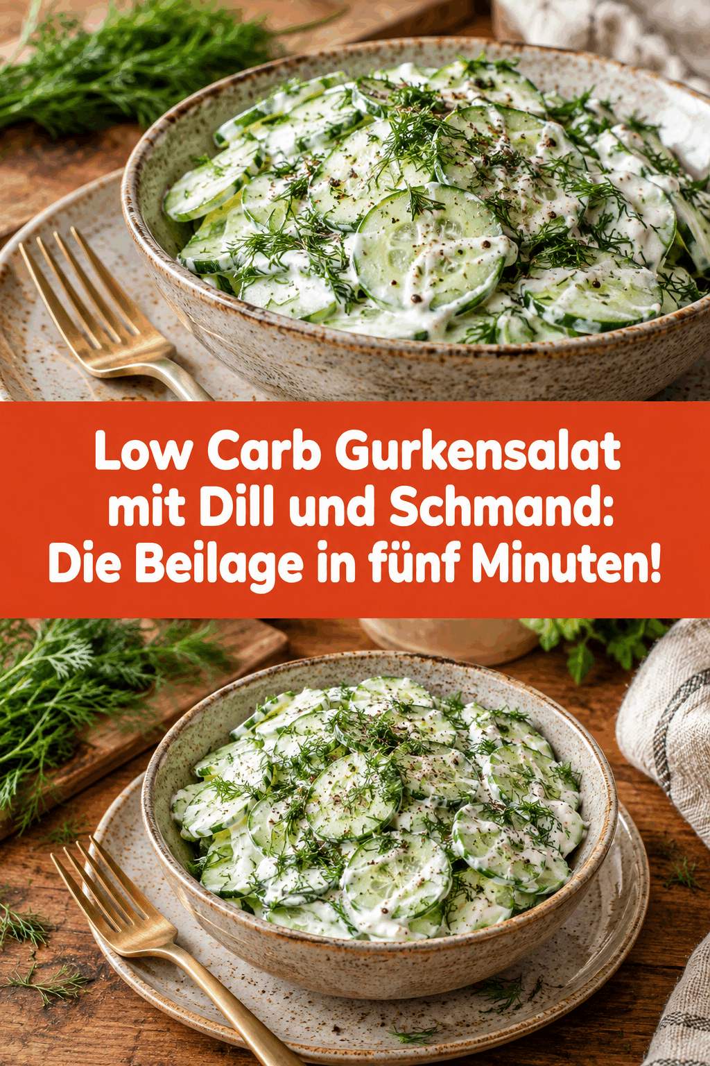 Low Carb Gurkensalat mit Dill und Schmand: Die Beilage in fünf Minuten!