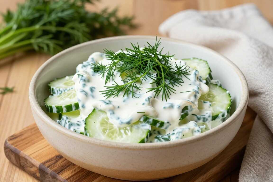 Low Carb Gurkensalat mit Dill und Schmand: Die Beilage in fünf Minuten!