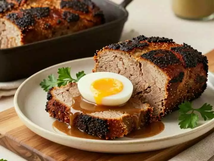 Low Carb Hackbraten mit Ei in der Mitte: Saftig ohne Brötchen im Teig!