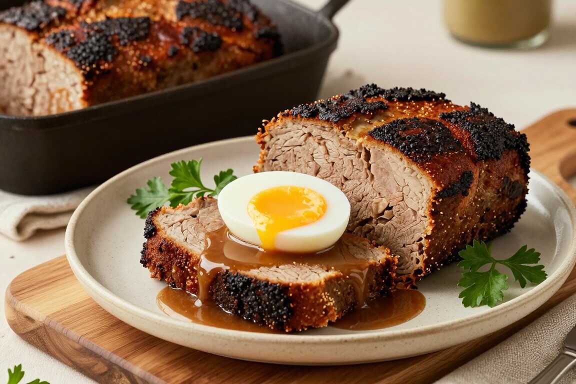 Low Carb Hackbraten mit Ei in der Mitte: Saftig ohne Brötchen im Teig!