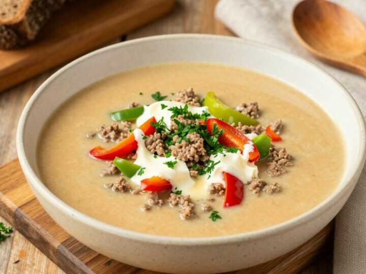 Low Carb Hackfleischsuppe mit Frischkäse: Sämig ohne Nudeln, 30 Minuten!