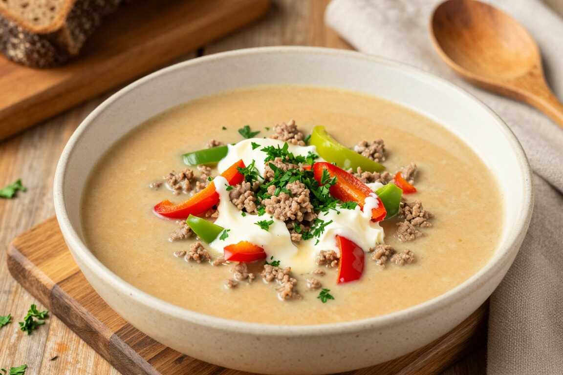 Low Carb Hackfleischsuppe mit Frischkäse: Sämig ohne Nudeln, 30 Minuten!