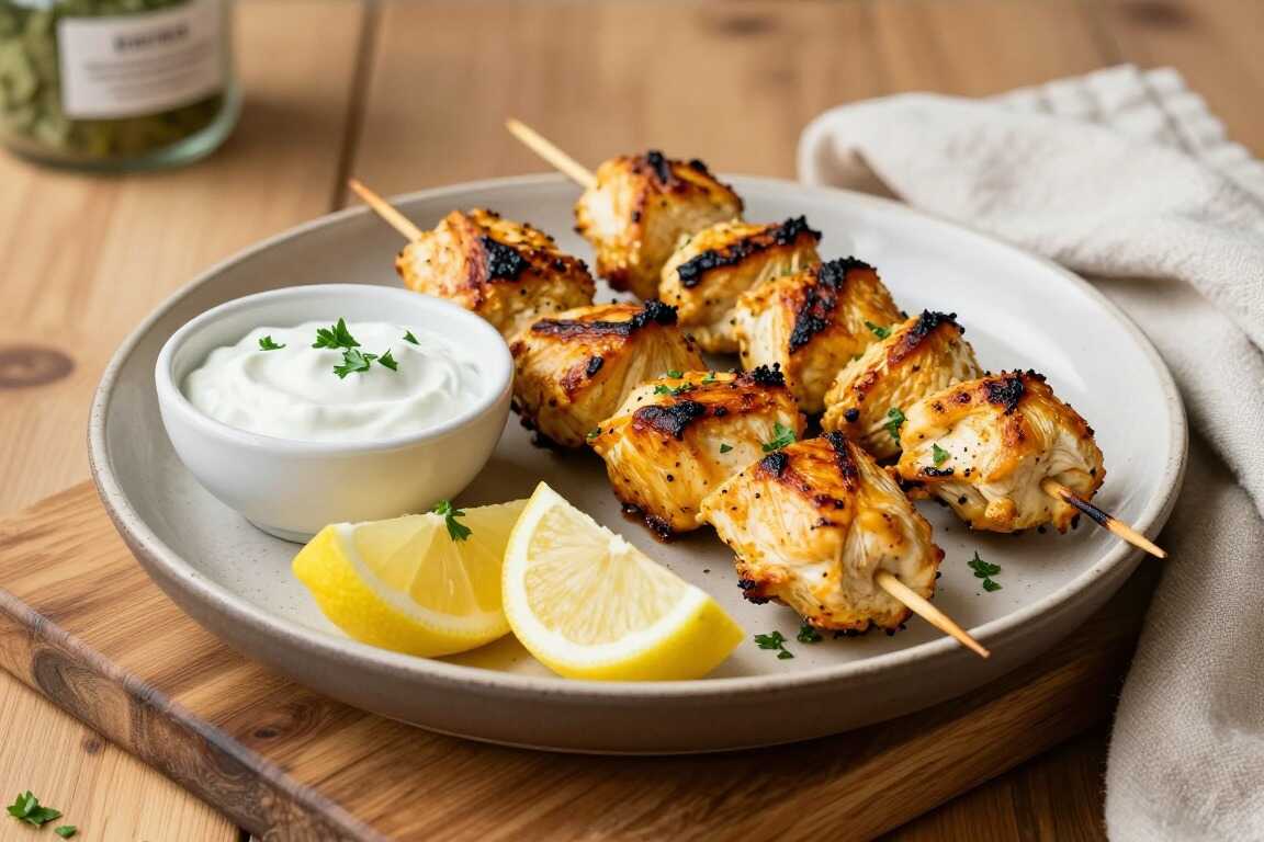 Low Carb Hähnchenspieße mit Joghurt-Marinade: 30 Minuten ziehen, 12 Minuten braten!