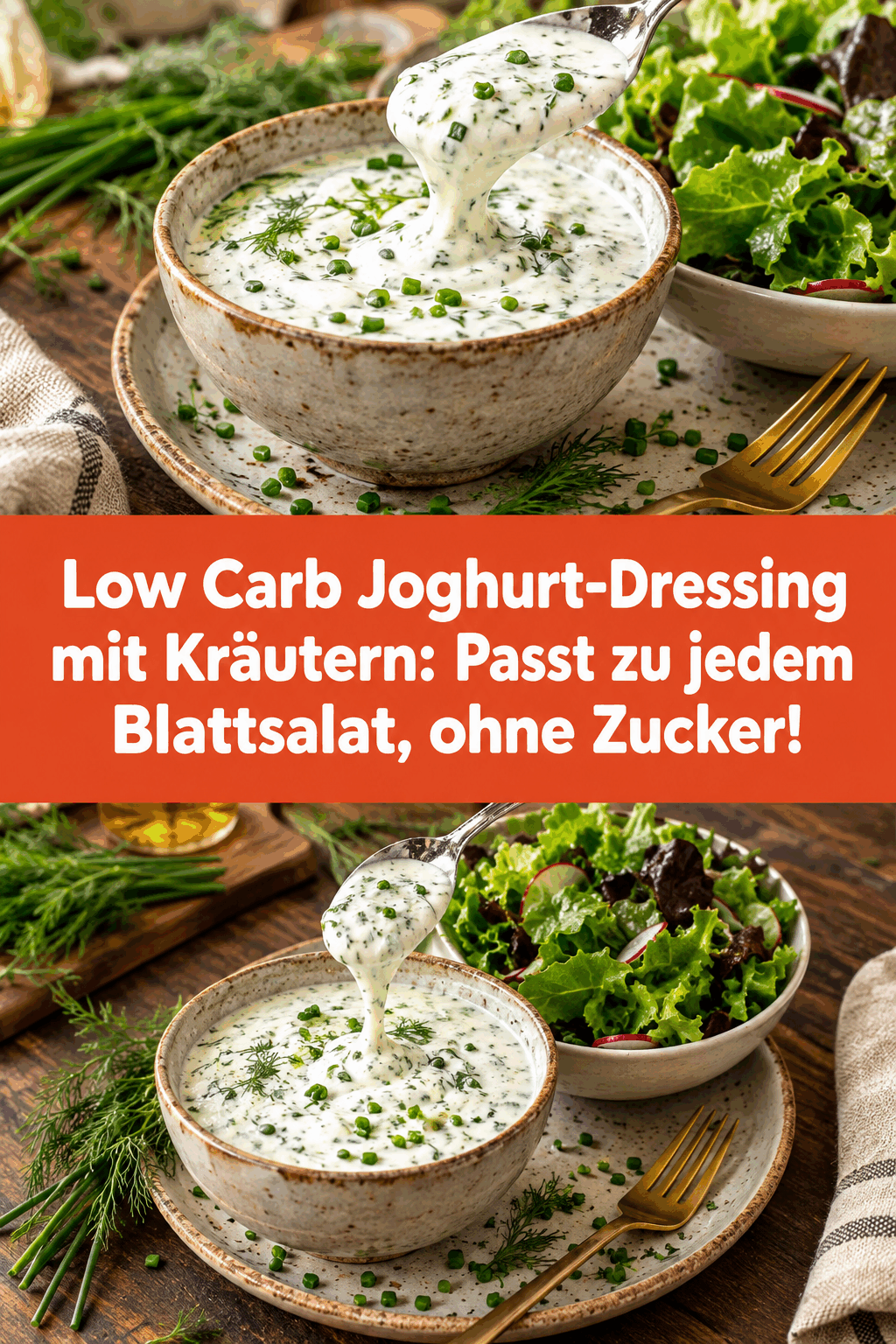 Low Carb Joghurt-Dressing mit Kräutern: Passt zu jedem Blattsalat, ohne Zucker!