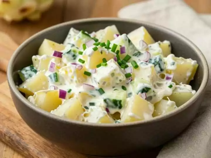 Low Carb Kartoffelsalat aus Kohlrabi: Schmeckt wie das Original, ohne Stärke!