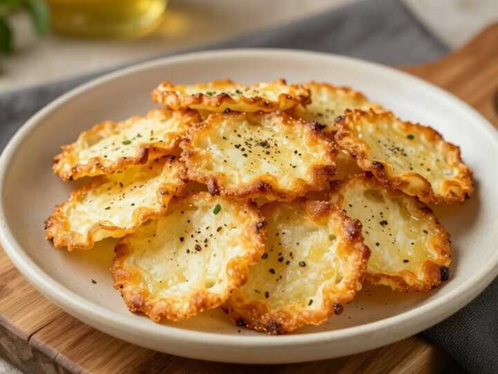 Low Carb Käse-Chips aus dem Ofen: Ein Blech, 8 Minuten, knusprig wie Chips!