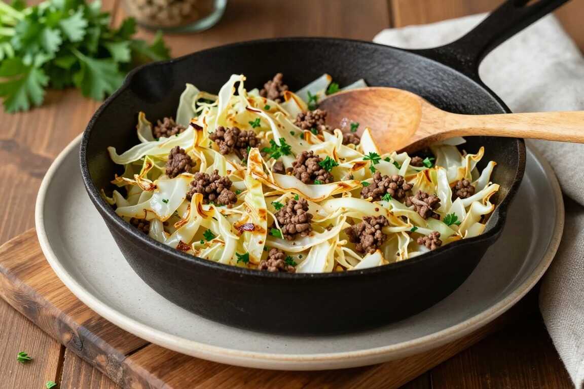 Low Carb Kohlpfanne mit Hackfleisch: Ein Kopf Weißkohl, 500 g Hack, ein Topf!