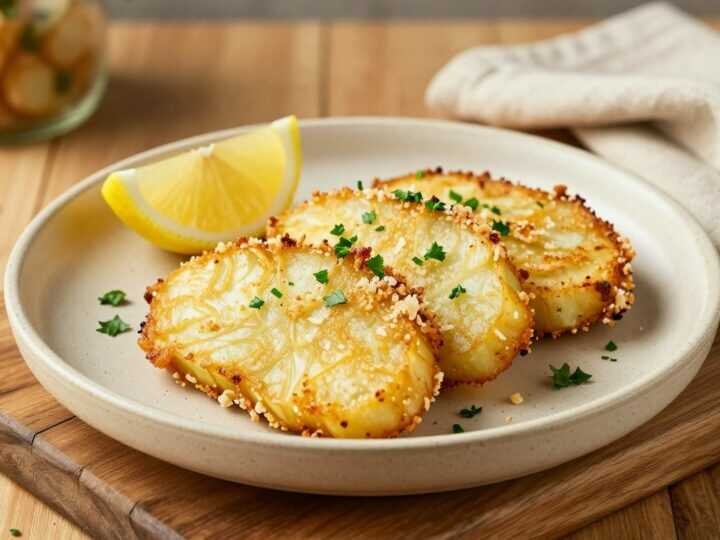 Low Carb Kohlrabi-Schnitzel mit Parmesankruste: Panade ganz ohne Paniermehl!