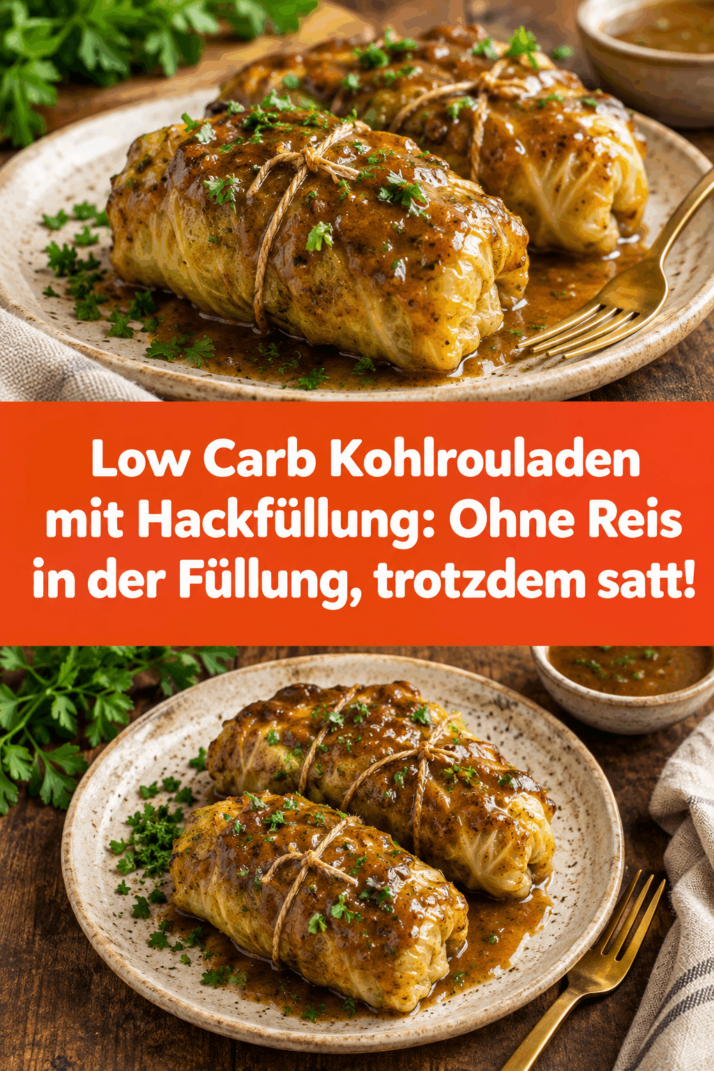 Low Carb Kohlrouladen mit Hackfüllung: Ohne Reis in der Füllung, trotzdem satt!