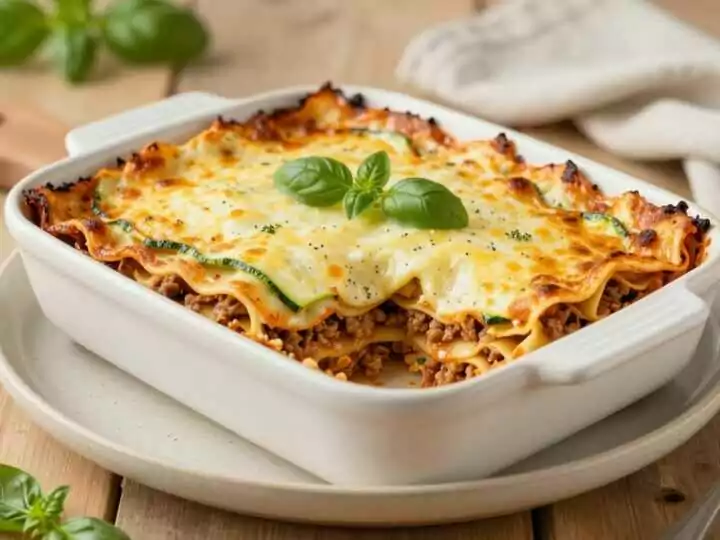 Low Carb Lasagne mit Zucchini statt Nudelplatten: 8 Schichten, 6 g Kohlenhydrate!
