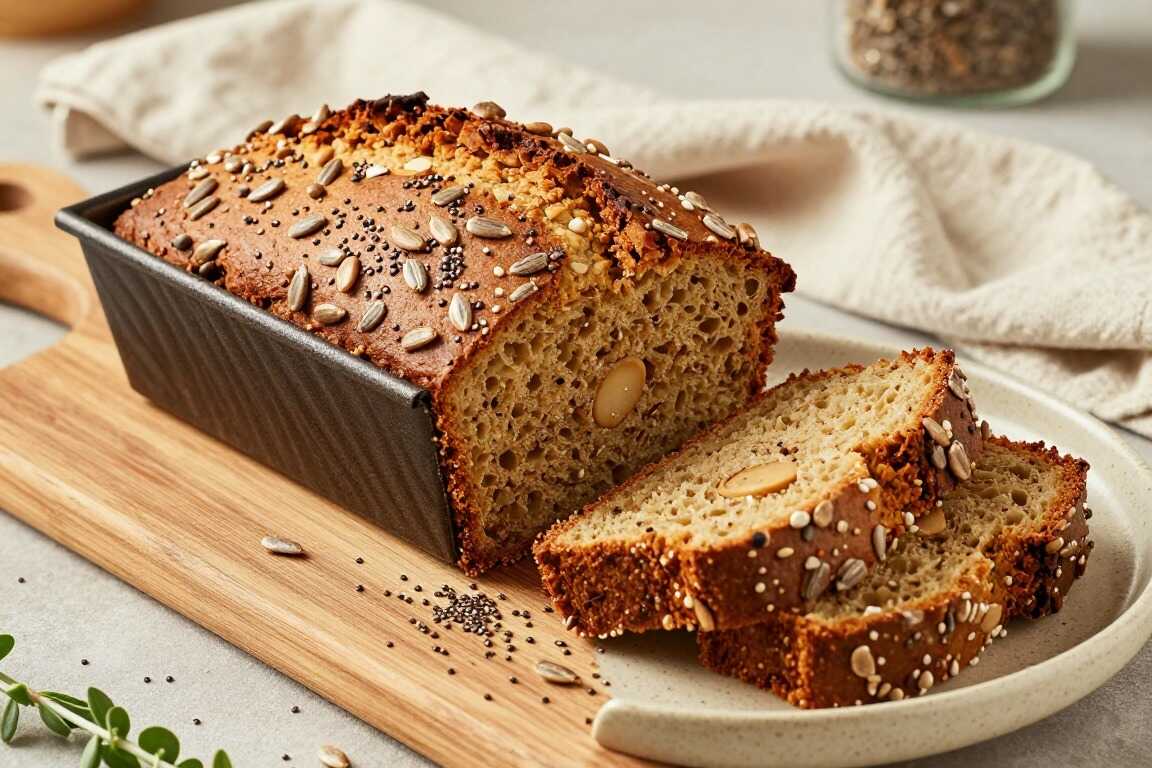 Low Carb Mandelbrot mit Chia und Sonnenblumenkernen: Eine Kastenform, 60 Minuten!