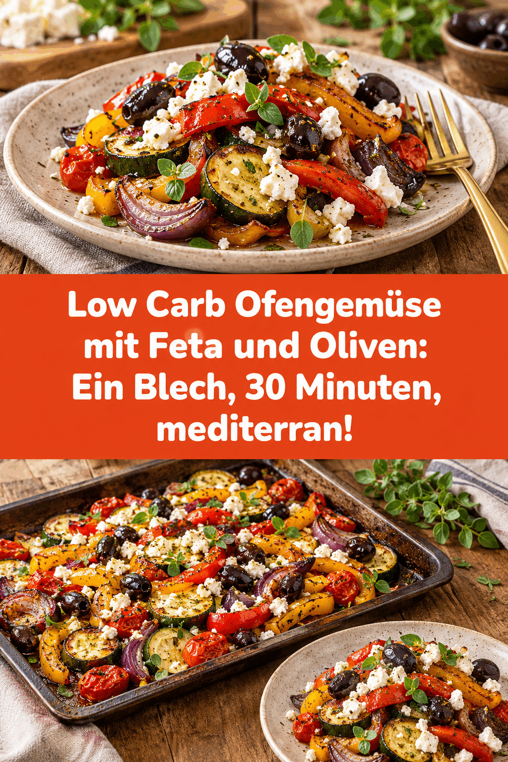 Low Carb Ofengemüse mit Feta und Oliven: Ein Blech, 30 Minuten, mediterran!