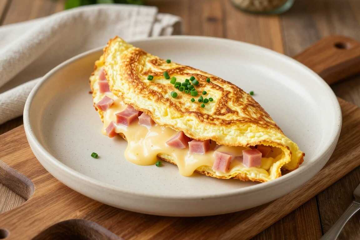 Low Carb Omelett mit Schinken und Käse: Drei Eier, eine Pfanne, fünf Minuten!