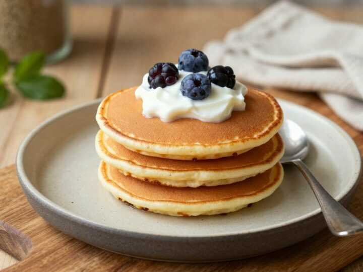 Low Carb Pfannkuchen aus Quark und Ei: Drei Stück, süß oder herzhaft belegt!