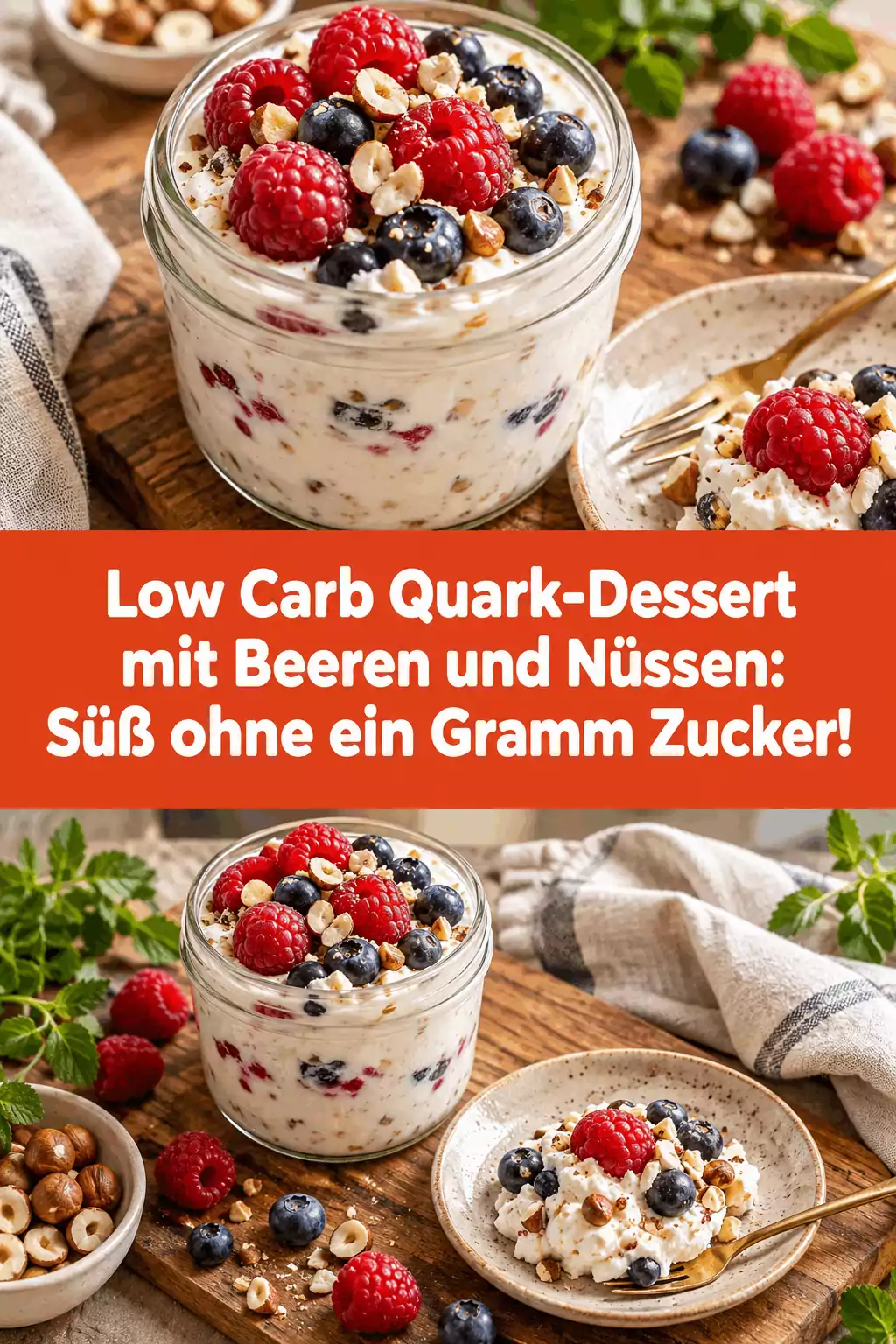 Low Carb Quark-Dessert mit Beeren und Nüssen: Süß ohne ein Gramm Zucker!