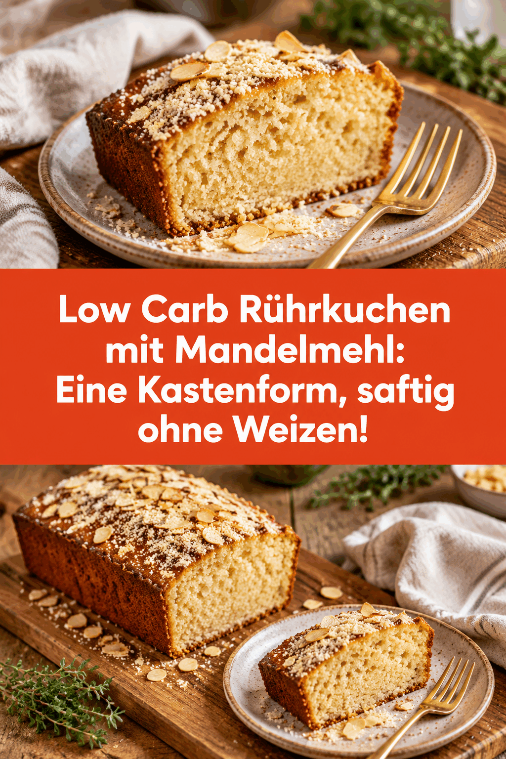 Low Carb Rührkuchen mit Mandelmehl: Eine Kastenform, saftig ohne Weizen!