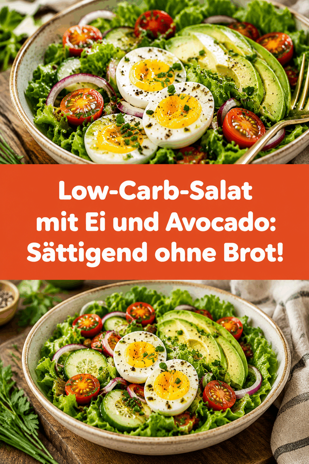 Low-Carb-Salat mit Ei und Avocado: Sättigend ohne Brot!