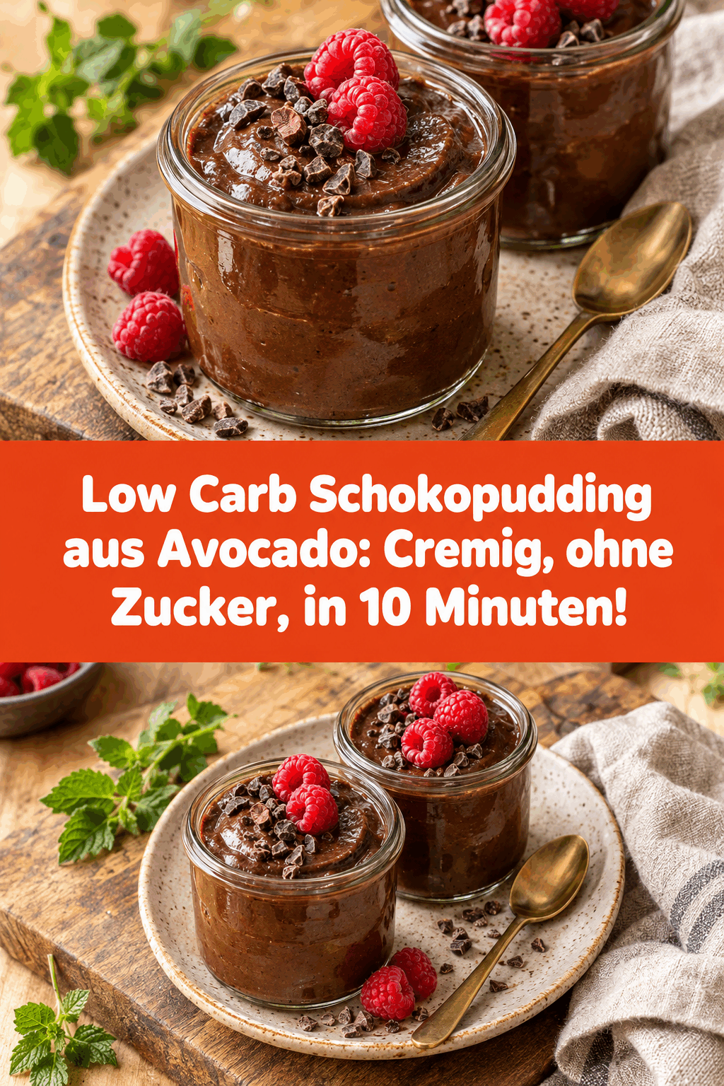 Low Carb Schokopudding aus Avocado: Cremig, ohne Zucker, in 10 Minuten!