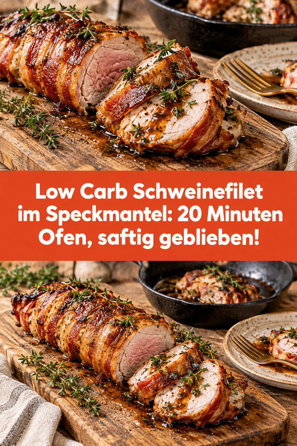 Low Carb Schweinefilet im Speckmantel: 20 Minuten Ofen, saftig geblieben!
