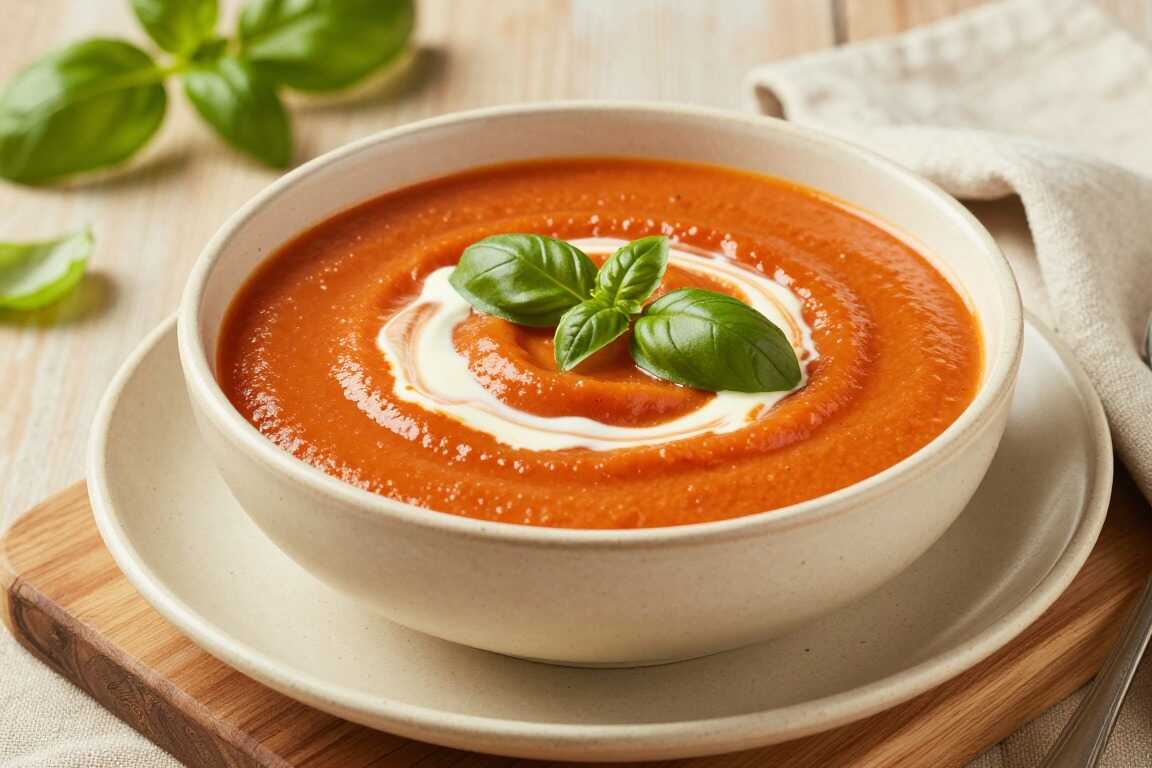 Low Carb Tomatensuppe mit Sahne und Basilikum: Ohne Zucker, ohne Mehl!