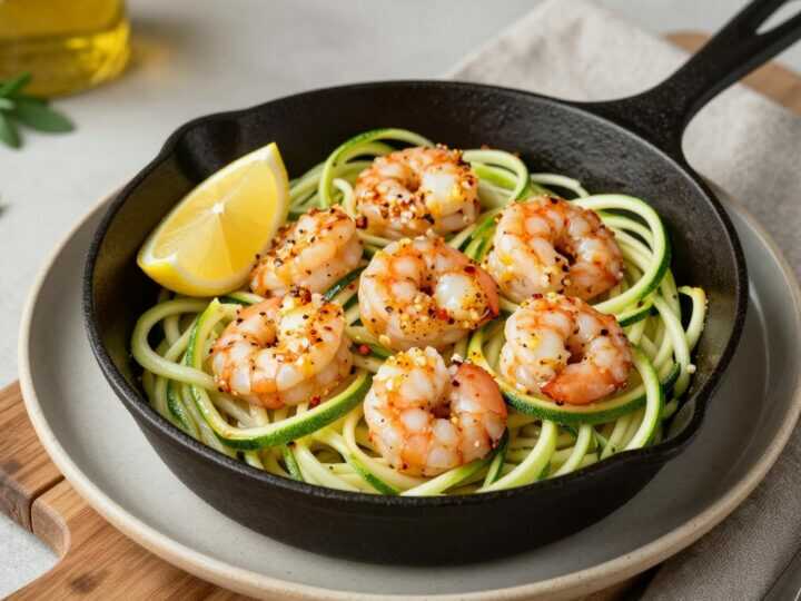 Low Carb Zoodles mit Garnelen und Knoblauch: 15 Minuten, ohne Pasta!
