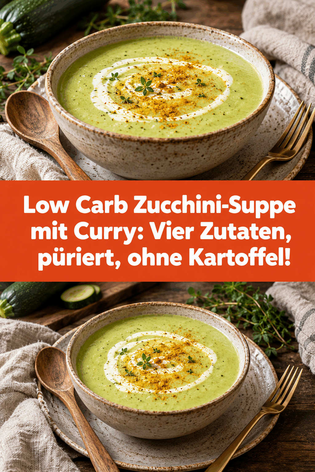 Low Carb Zucchini-Suppe mit Curry: Vier Zutaten, püriert, ohne Kartoffel!