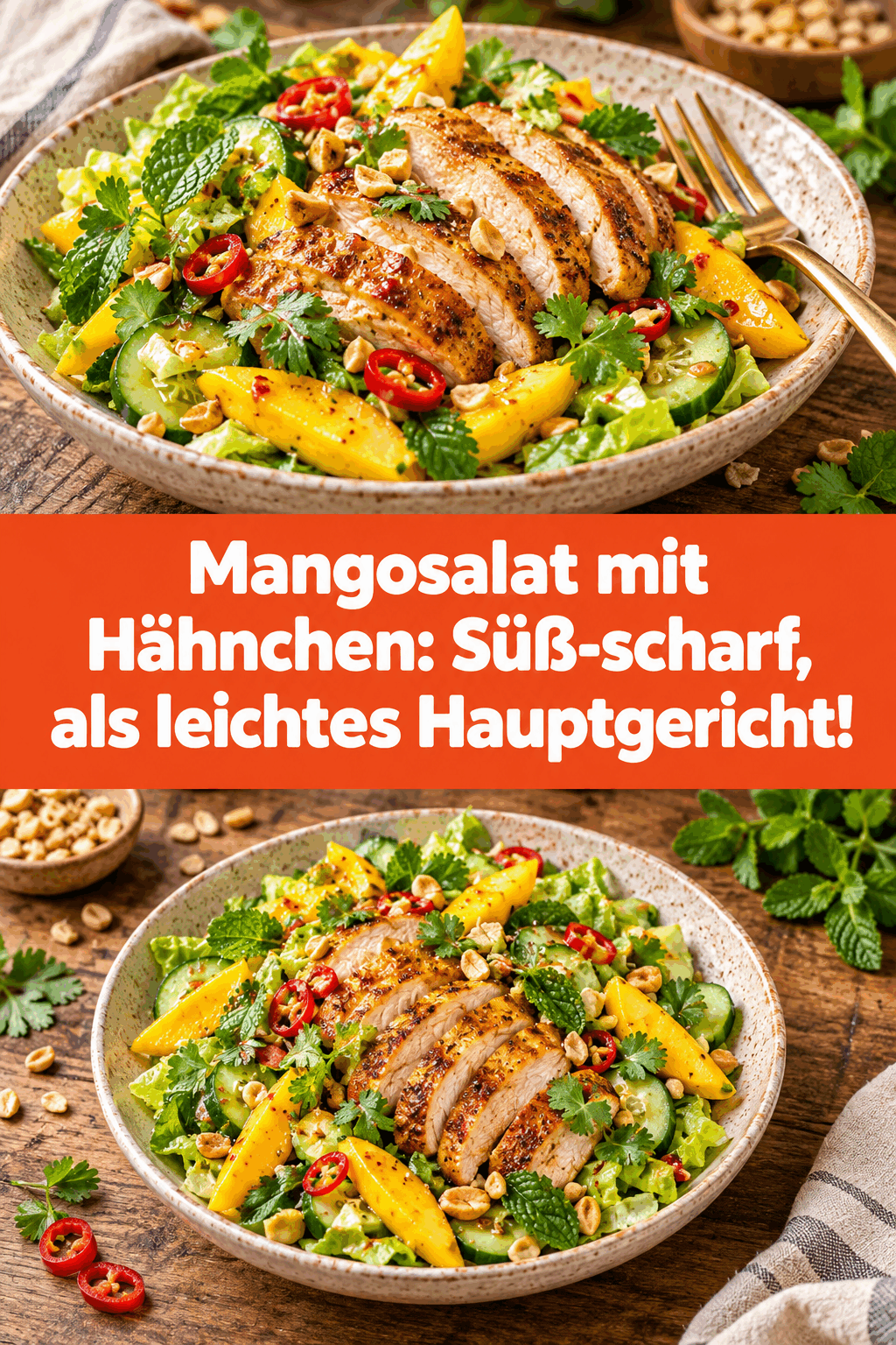 Mangosalat mit Hähnchen: Süß-scharf, als leichtes Hauptgericht!