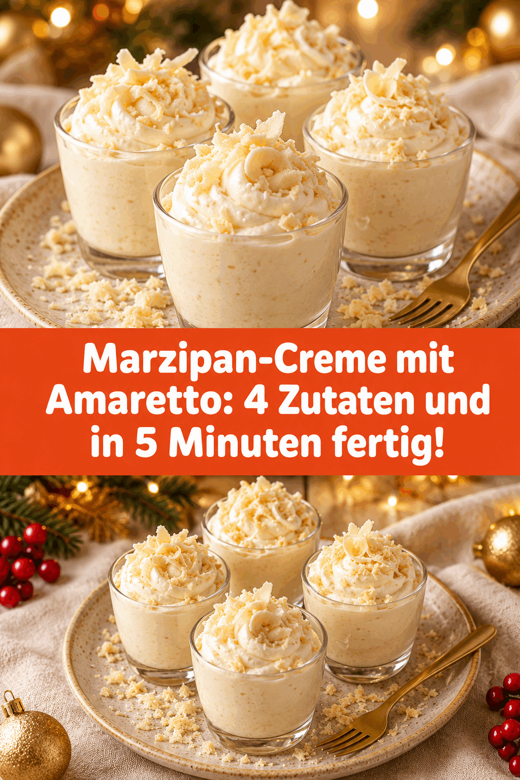 Marzipan-Creme mit Amaretto: 4 Zutaten und in 5 Minuten fertig!