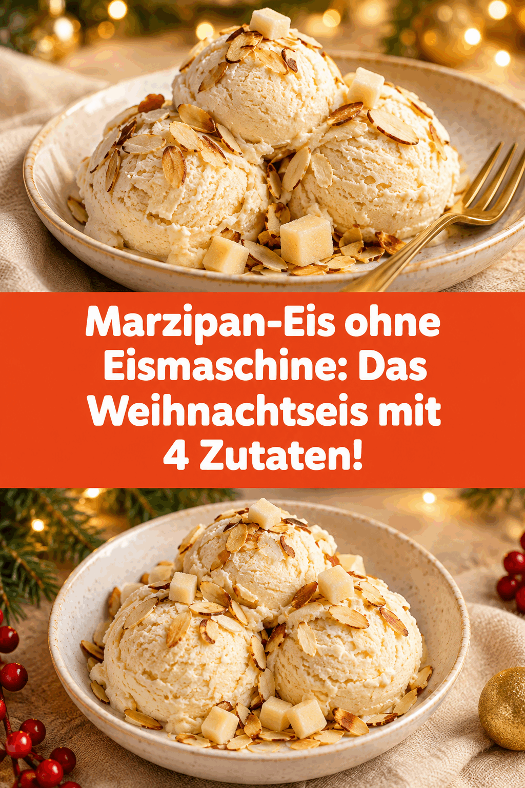 Marzipan-Eis ohne Eismaschine: Das Weihnachtseis mit 4 Zutaten!