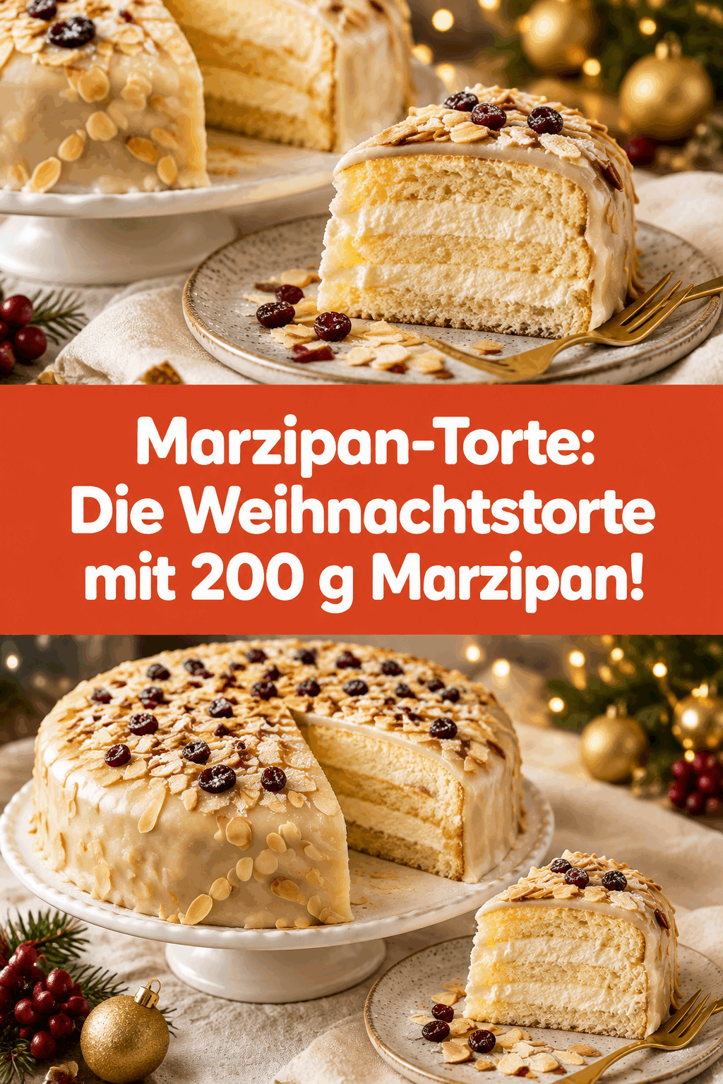 Marzipan-Torte: Die Weihnachtstorte mit 200 g Marzipan!