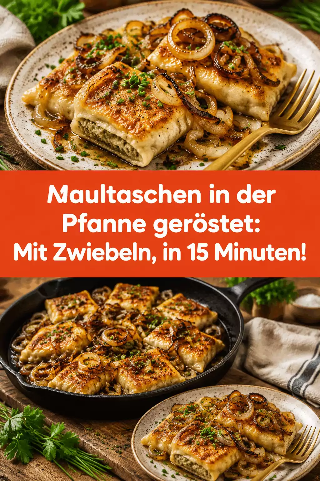 Maultaschen in der Pfanne geröstet: Mit Zwiebeln, in 15 Minuten!