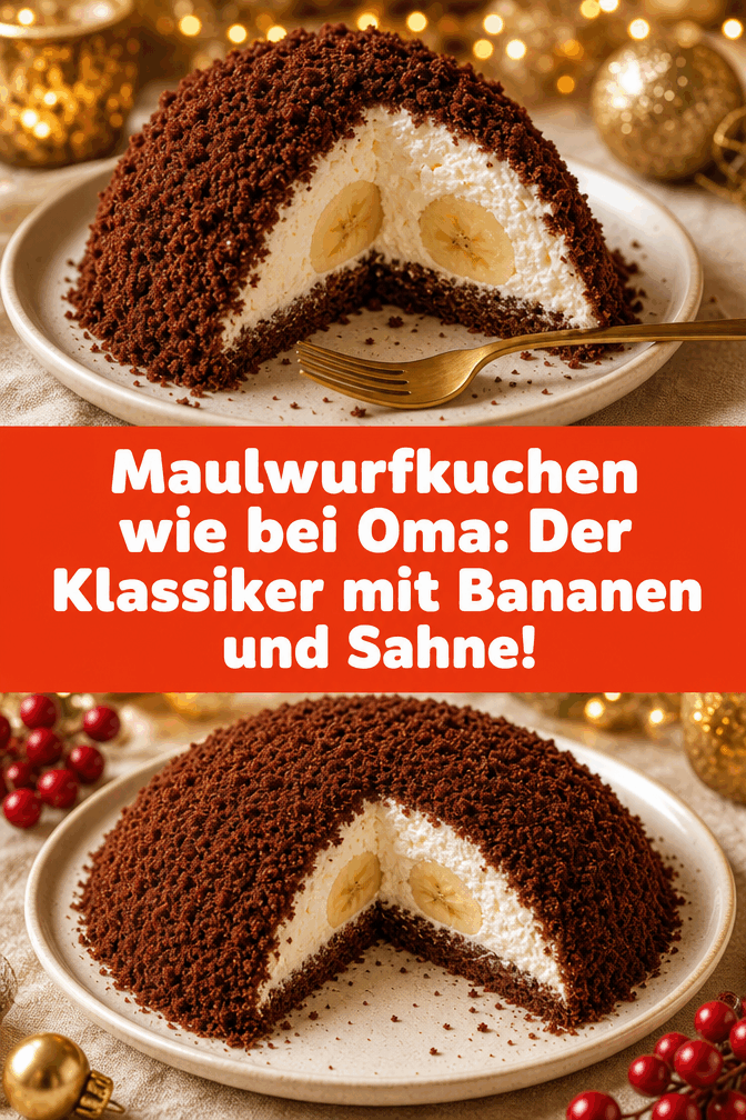 Maulwurfkuchen wie bei Oma: Der Klassiker mit Bananen und Sahne!
